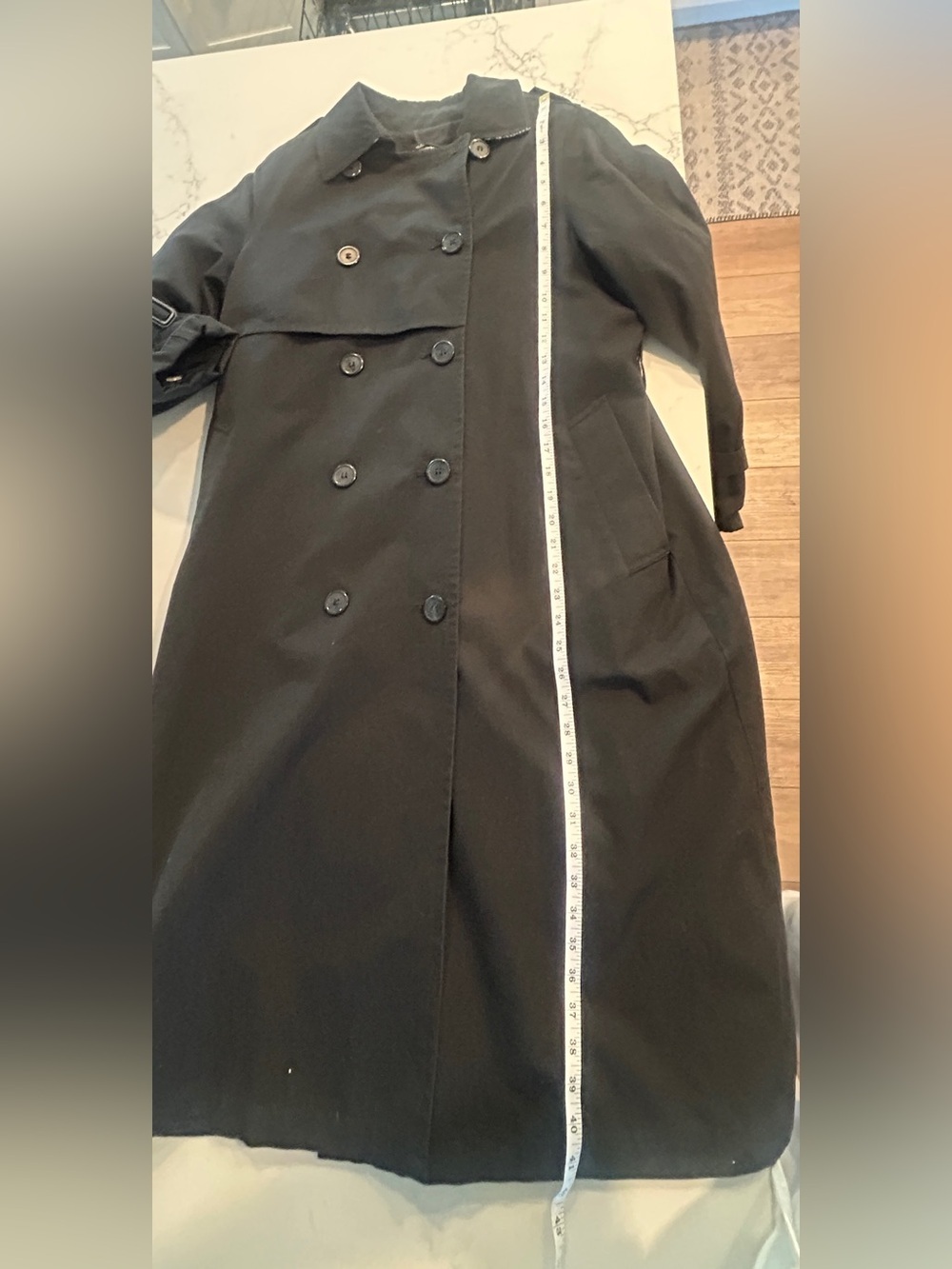 Vintage London Fog Double Breasted Trench Coat Black Womens 8P - Picture 3 of 7